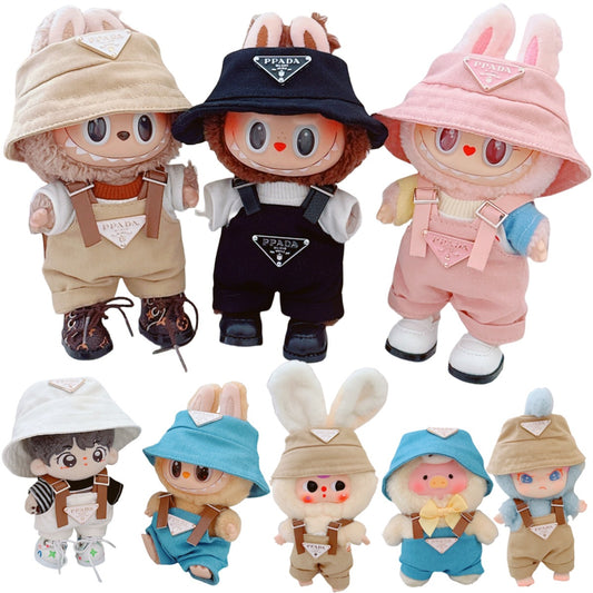 Labubu Doll Outfit Clothes,Cute Labubu Cloth Onesie with Hat Accessories,Handmade 17cm Labubu Doll Clothes Set,Mini Doll Clothes,Dolls Decor